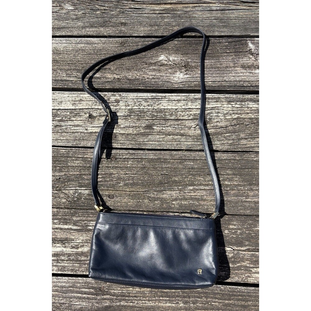 Vintage 80s 90s Etienne Aigner Navy Leather Shoulder Bag Crossbody Purse